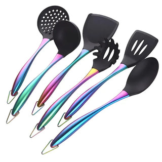 napoli cooking tool set 6 piece kitchen utensil eco friendly silicone stainless steel close-up