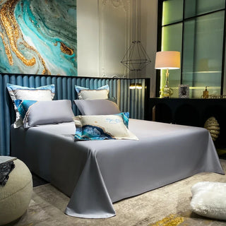 egyptian cotton duvet whimsical waters luxury bedding set silver grey side view