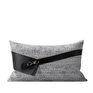 italian luxury cushion handmade woven eco-friendly vegan leather cover 30x50 cm front view