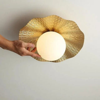Golden Ceiling Light - Elegant Lotus Leaf Design Warm LED Lighting Fixture