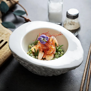 ceramic bowl earthworks handcrafted porcelain egg shaped luxury dining dish detail