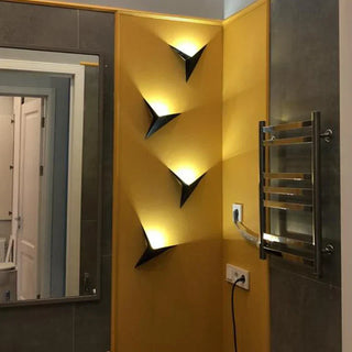 Triangular Wall Sconce – Modern Geometric Wall Light | Black, White & Gold Finish
