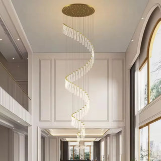 Golden Metal Suspension - Luxury Pendant Lamp with Sparkling Cut Crystals & Warm Ambient Light