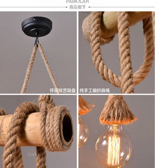 Bamboo Pendant Light – Adjustable Cord LED Hanging Light | Modern Wooden Lamp