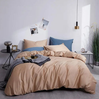 egyptian cotton bedding palma premium 600 thread count duvet cover set light brown close-up