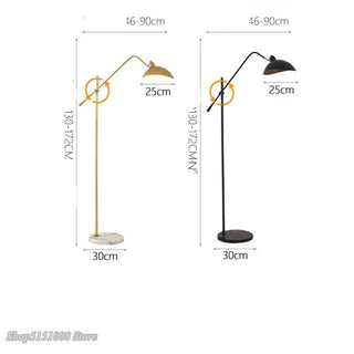 Gold Metal Floor Lamp | Marble LED Lighting - Luxury Living Room Decor