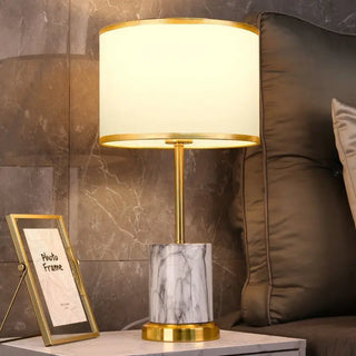 Night Lamp Gold Base – Fabric Lampshade with Touch Dimmer Light for Cozy Ambiance