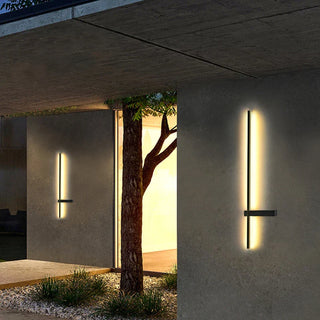 LED outdoor wall lamp installed on porch — aluminum IP54 fixture