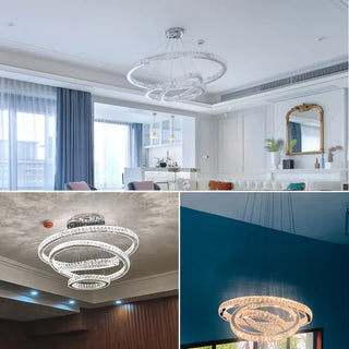 Layered Ring Chandelier – Modern Adjustable Height Lighting Sculpture in Black or Gold