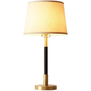 Bedside Lamp with Touch Dimmer | Elegant Gold Finish Fabric Lampshade Light