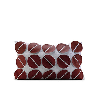 italian luxury cushion handmade woven eco-friendly vegan leather 30x50 cm front view