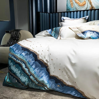 egyptian cotton duvet cover luxury white bedding set queen king sizes close-up