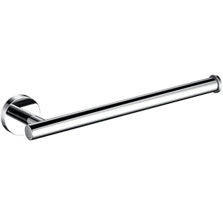 silver brushed polished stainless steel modern bathroom towel rack hardware close-up