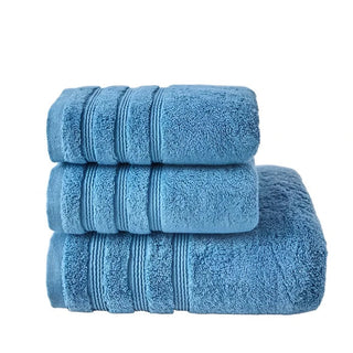egyptian cotton bath towel set soft absorbent luxury blue sea front view