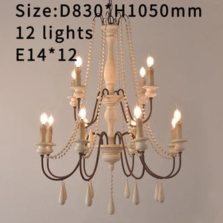 White Wooden Chandelier – Vintage Rustic Light Fixture for Living Room Lighting