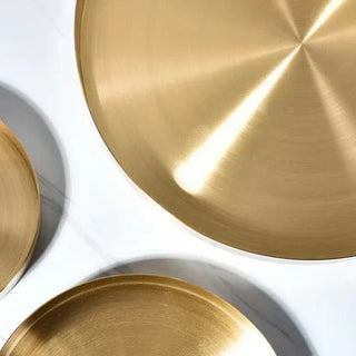 golden brass tray earthworks luxury handcrafted metal serving tray copper gold finish set view