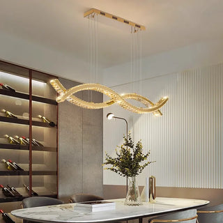 Linear Crystal Pendant – Gold Plated Suspension with Integrated LED Source