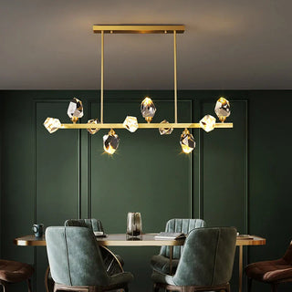 Crystal Pendant Lamp – Geometric Cubic Light With Gold Frame & Warm Ambient Lighting
