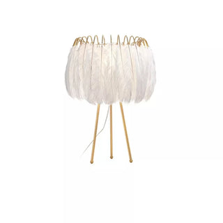 Golden White Table Lamp – Elegant Gold Feather Design Lamp with Soft Warm Light