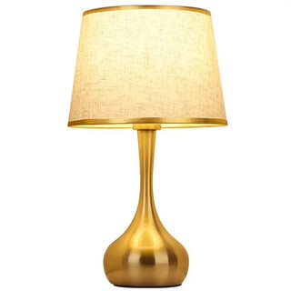 Decorative Table Lamp – Elegant Teardrop Base | Soft Fabric Shade & Warm Brown Finish