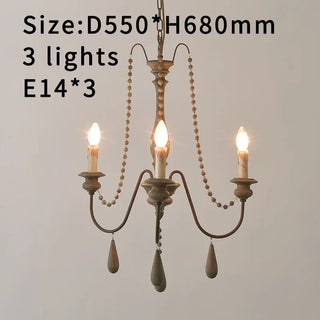 White Wooden Chandelier – Vintage Rustic Light Fixture for Living Room Lighting