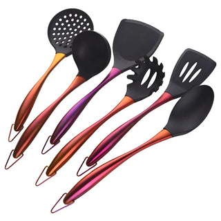 napoli cooking tool set 6 piece kitchen utensil eco friendly silicone stainless steel side view