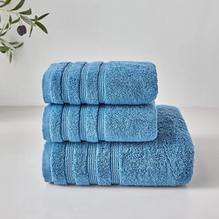 egyptian cotton bath towel set soft absorbent luxury blue sea close-up