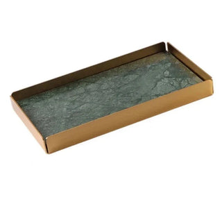 marble stone tray earthworks eco-friendly rectangle golden border artisan luxury decor close-up
