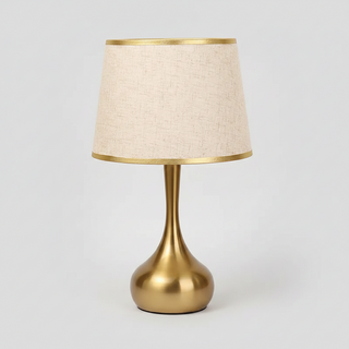 Decorative Table Lamp – Elegant Teardrop Base | Soft Fabric Shade & Warm Brown Finish
