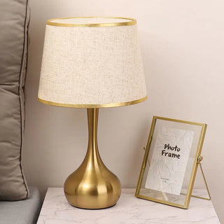 Decorative Table Lamp – Elegant Teardrop Base | Soft Fabric Shade & Warm Brown Finish