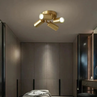 Golden LED Ceiling Light – Minimalist Aluminium Gold Finish Double Head Lamp