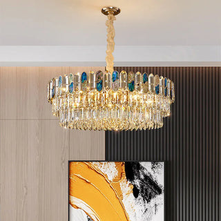 Modern Chandelier – Black and Gold Luxury Ceiling Light with Opal Glass Diffuser
