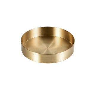 golden brass tray earthworks luxury handcrafted metal serving tray copper gold finish front view