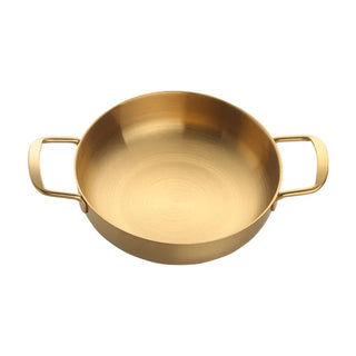manilla thickened pot durable stainless steel double layer gold cooking pot front view