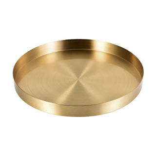 golden brass tray earthworks luxury handcrafted metal serving tray copper gold finish side view