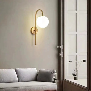 Scandinavian brass wall lamp frosted glass — E27 compatible fixture