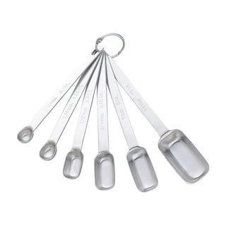 stainless steel measuring spoons durable 6 piece set certified food safe close-up