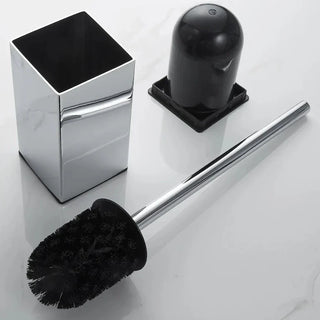 stainless steel toilet brush set brushed finish bathroom side view