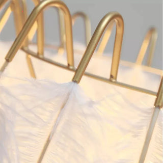 Golden White Table Lamp – Elegant Gold Feather Design Lamp with Soft Warm Light