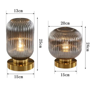 Ribbed Glass Table Lamp – Nordic Designer Lamp with Brushed Gold Base