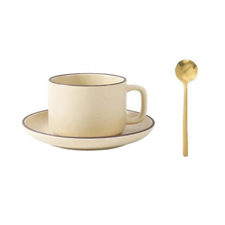 ceramic coffee cup handcrafted mug set durable 250ml vanilla drinkware front view