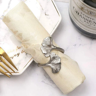 metal napkin rings leaf design zinc alloy napkin holder set table decor lifestyle view