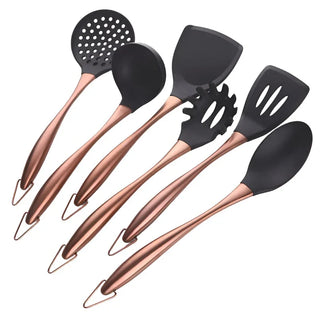 napoli cooking tool set 6 piece kitchen utensil eco friendly silicone stainless steel set view