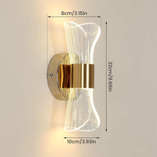 Gold Metal Wall Light – Contemporary LED Wall Sconce with Acrylic Diffuser