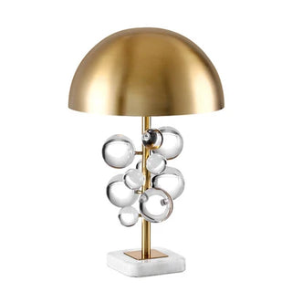 Floral dome table lamp — marble base brass dome LED bulb