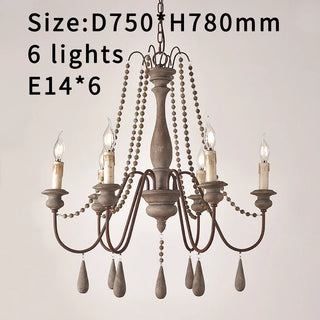 White Wooden Chandelier – Vintage Rustic Light Fixture for Living Room Lighting