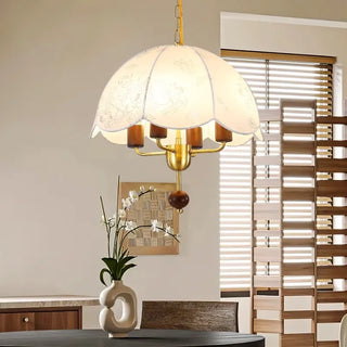 Minimalist Pendant Light – Natural Wood Lamp with Fabric Lampshade for Cozy Room Illumination