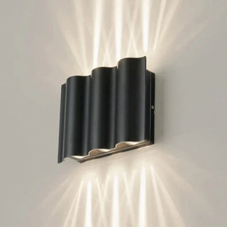 Outdoor wall light illuminated — wave arc design aluminum LED sconce