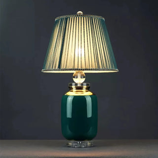 Metallic Table Lamp – Emerald Green Lamp with Soft Ambient Lighting for Living Room