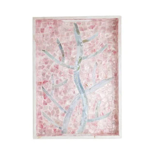hand crafted shell tray earthworks natural pink blossom coastal home decor front view